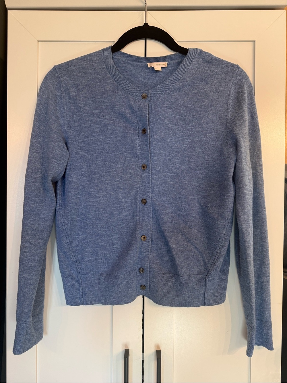 Gap Slub Crew Cardigan Small Cabana Blue Cotton Blend Lightweight